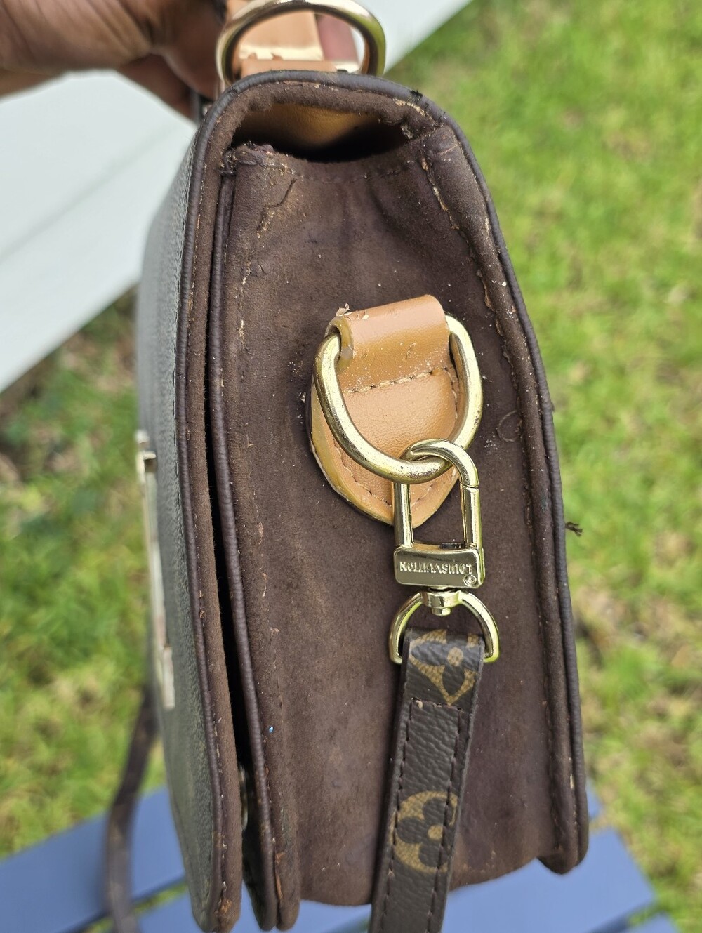 Louis Vuitton Monogram Louise East West Crossbody Shoulder Bag LV Lock Brown - Picture 9 of 15